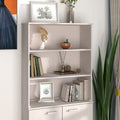 Dessus d'armoire en pin massif avec 2 étagères – Blanc / Gris foncé / Brun miel / Gris clair