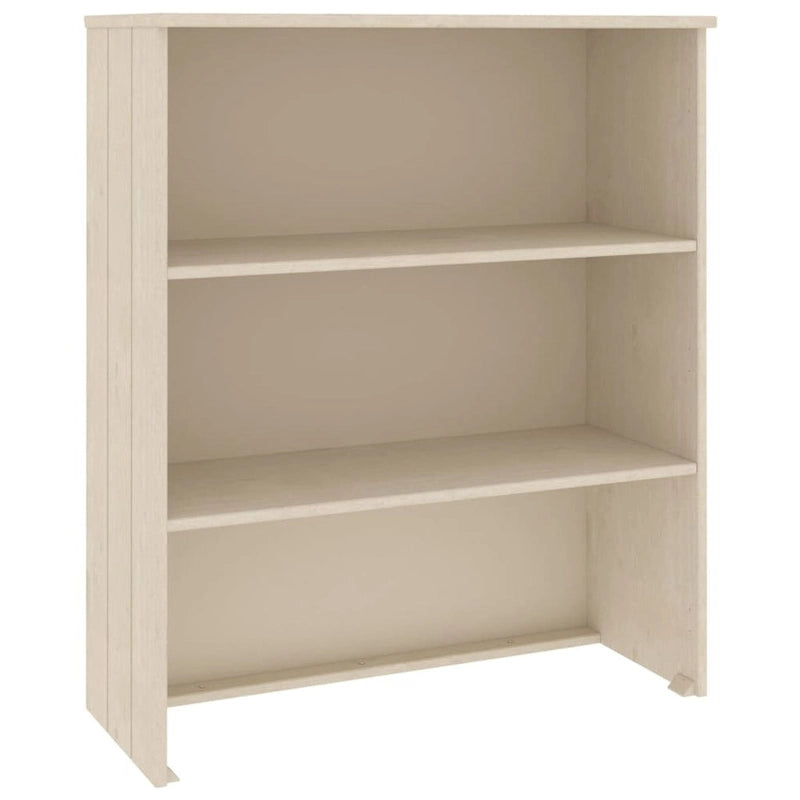 Dessus d'armoire en pin massif avec 2 étagères – Blanc / Gris foncé / Brun miel / Gris clair