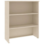 Dessus d'armoire en pin massif avec 2 étagères – Blanc / Gris foncé / Brun miel / Gris clair
