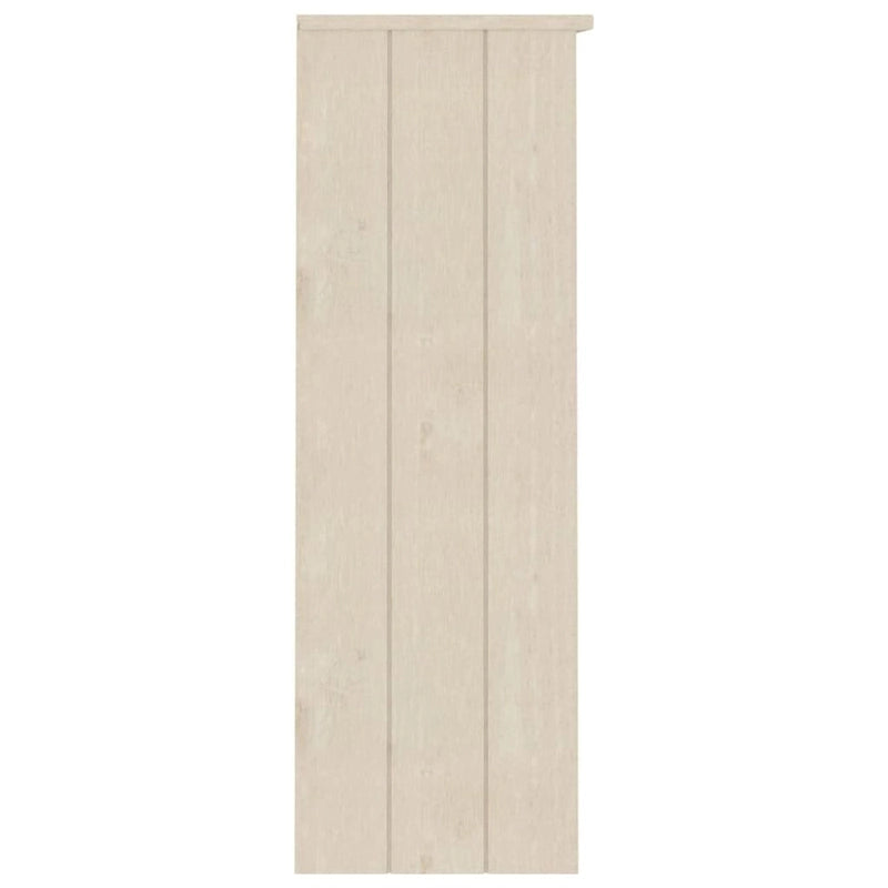 Dessus d'armoire en pin massif avec 2 étagères – Blanc / Gris foncé / Brun miel / Gris clair