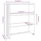 Dessus d'armoire en pin massif avec 2 étagères – Blanc / Gris foncé / Brun miel / Gris clair