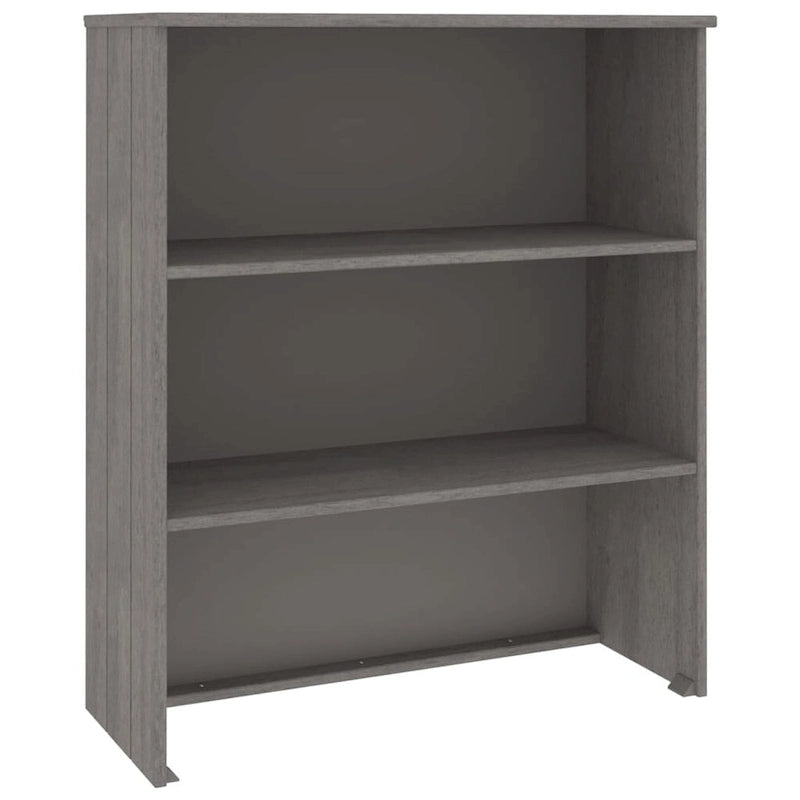 Dessus d'armoire en pin massif avec 2 étagères – Blanc / Gris foncé / Brun miel / Gris clair