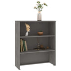 Dessus d'armoire en pin massif avec 2 étagères – Blanc / Gris foncé / Brun miel / Gris clair