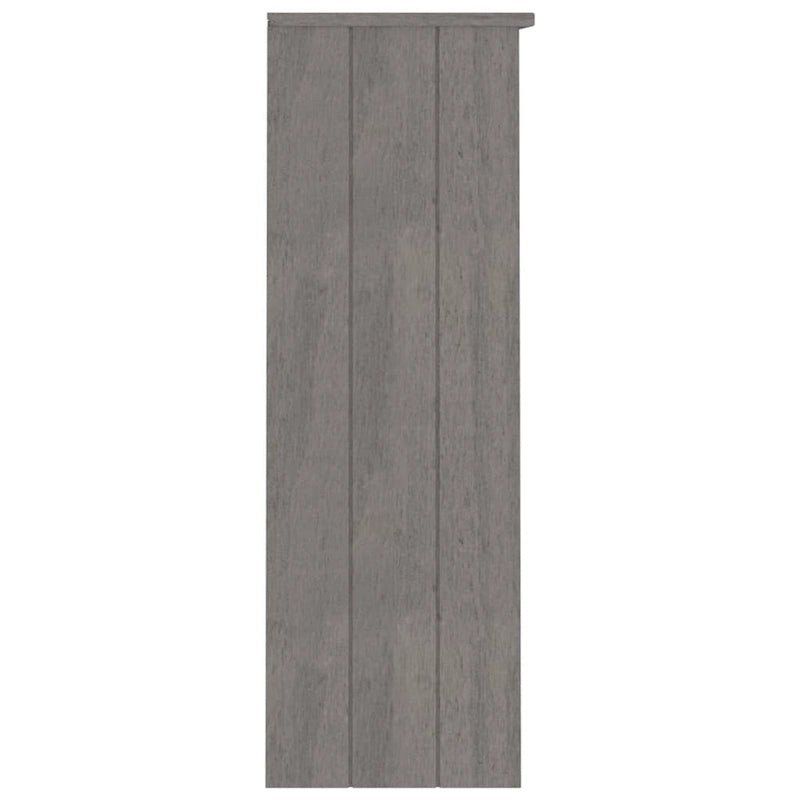 Dessus d'armoire en pin massif avec 2 étagères – Blanc / Gris foncé / Brun miel / Gris clair