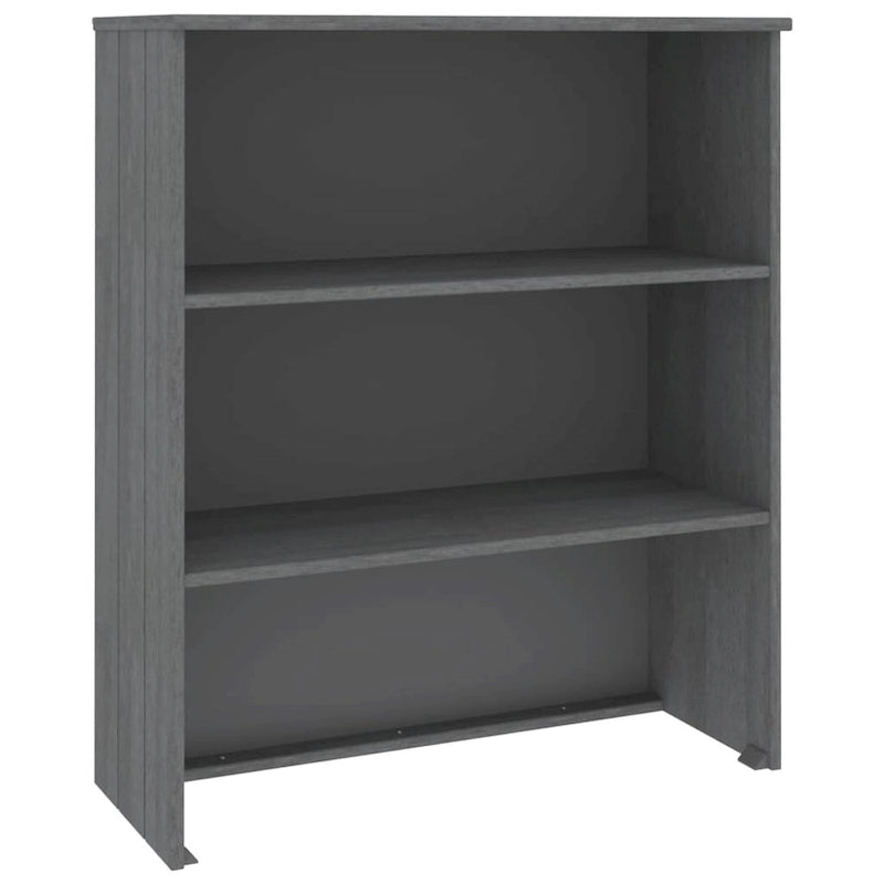 Dessus d'armoire en pin massif avec 2 étagères – Blanc / Gris foncé / Brun miel / Gris clair