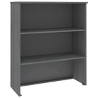 Dessus d'armoire en pin massif avec 2 étagères – Blanc / Gris foncé / Brun miel / Gris clair