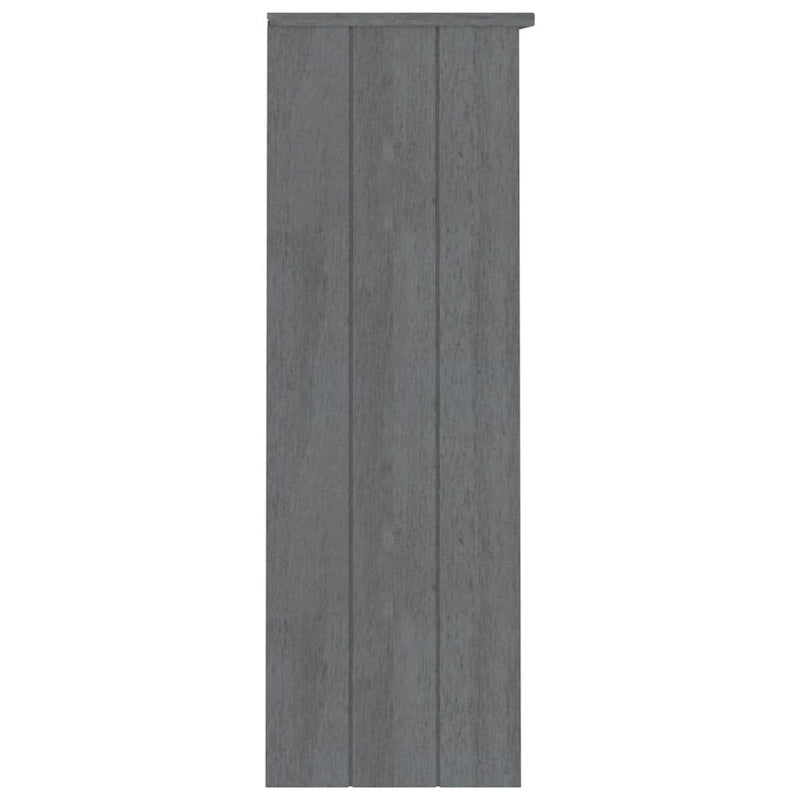 Dessus d'armoire en pin massif avec 2 étagères – Blanc / Gris foncé / Brun miel / Gris clair