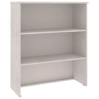 Dessus d'armoire en pin massif avec 2 étagères – Blanc / Gris foncé / Brun miel / Gris clair