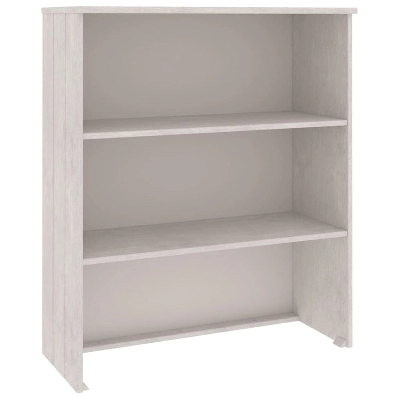 Dessus d'armoire en pin massif avec 2 étagères – Blanc / Gris foncé / Brun miel / Gris clair