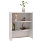 Dessus d'armoire en pin massif avec 2 étagères – Blanc / Gris foncé / Brun miel / Gris clair