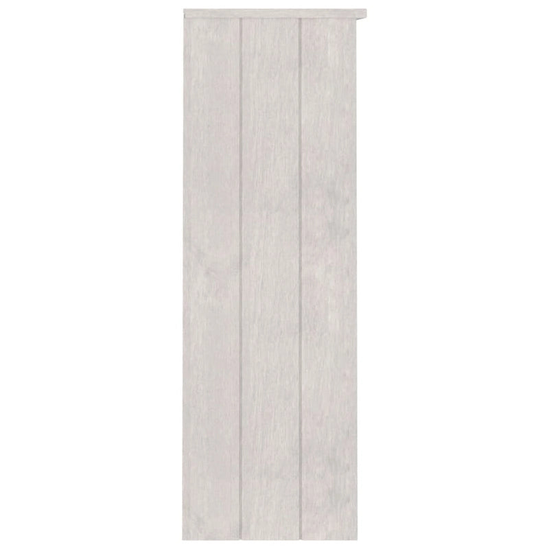 Dessus d'armoire en pin massif avec 2 étagères – Blanc / Gris foncé / Brun miel / Gris clair