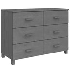Buffet 6 tiroirs gris foncé, pin massif et MDF, 113 × 40 × 80 cm