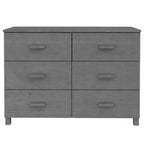 Buffet 6 tiroirs gris foncé, pin massif et MDF, 113 × 40 × 80 cm