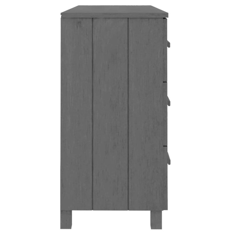Buffet 6 tiroirs gris foncé, pin massif et MDF, 113 × 40 × 80 cm