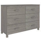 Buffet 6 tiroirs gris foncé, pin massif et MDF, 113 × 40 × 80 cm