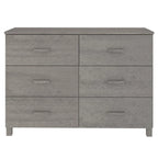 Buffet 6 tiroirs gris foncé, pin massif et MDF, 113 × 40 × 80 cm