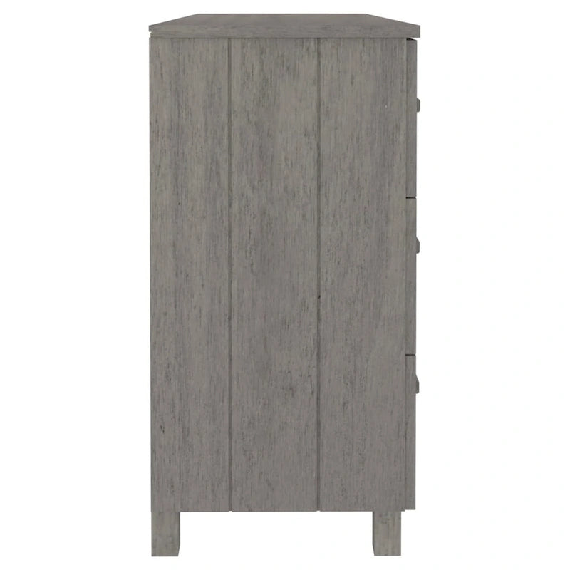 Buffet 6 tiroirs gris foncé, pin massif et MDF, 113 × 40 × 80 cm