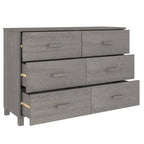 Buffet 6 tiroirs gris foncé, pin massif et MDF, 113 × 40 × 80 cm