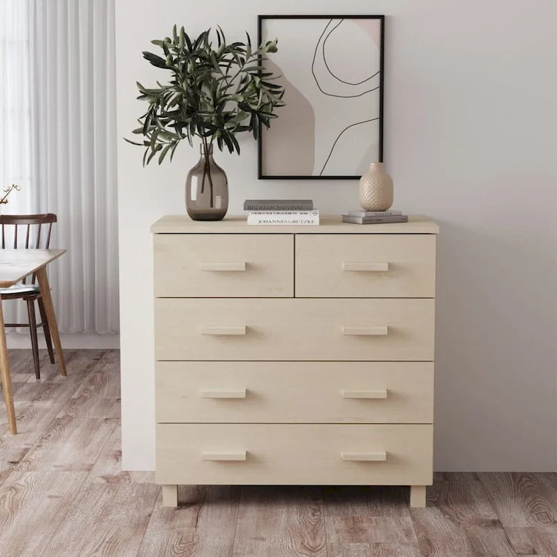 Bahut à 5 tiroirs blanc / gris clair / gris foncé / marron, armoire de rangement individuelle