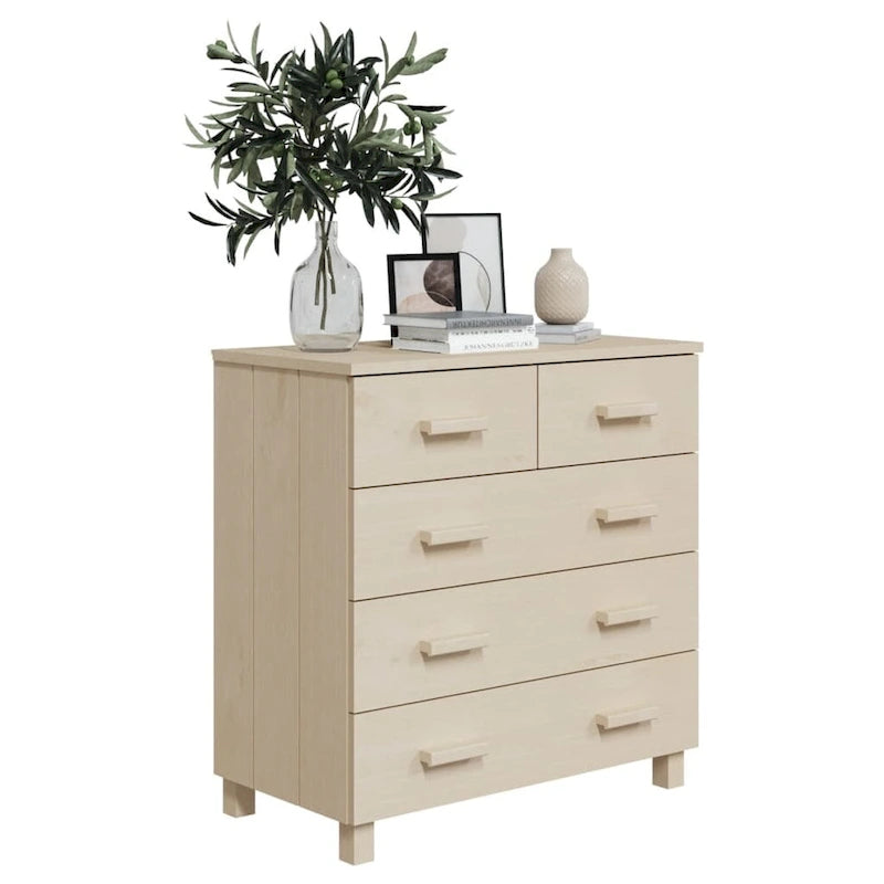 Bahut à 5 tiroirs blanc / gris clair / gris foncé / marron, armoire de rangement individuelle