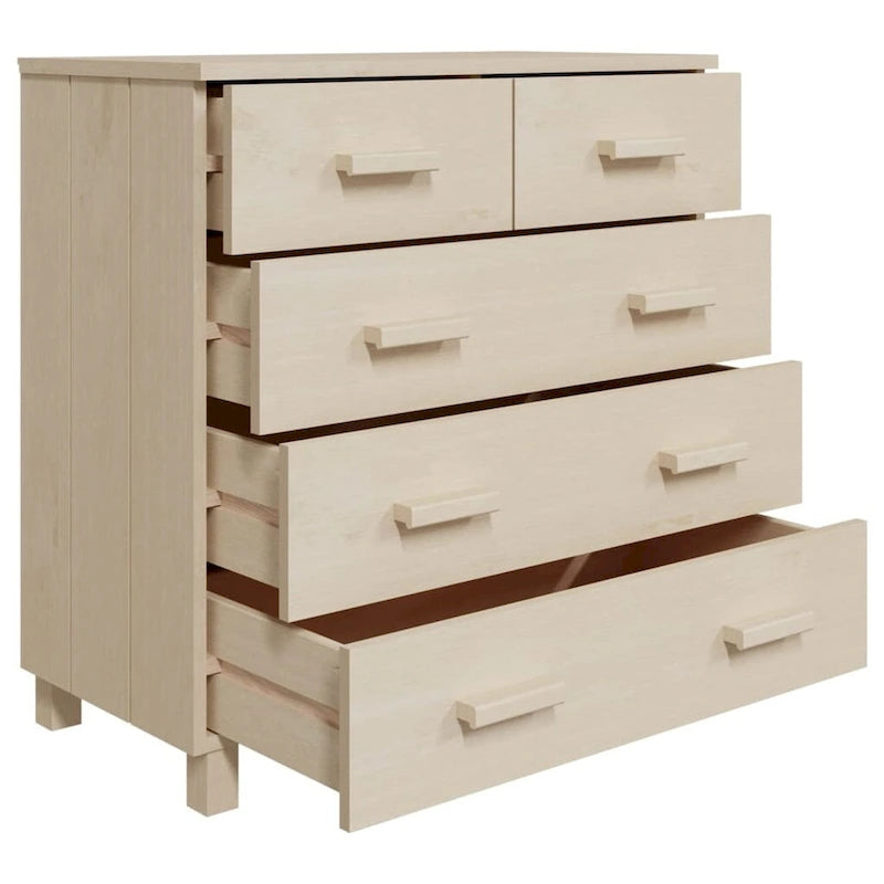 Bahut à 5 tiroirs blanc / gris clair / gris foncé / marron, armoire de rangement individuelle