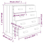 Bahut à 5 tiroirs blanc / gris clair / gris foncé / marron, armoire de rangement individuelle
