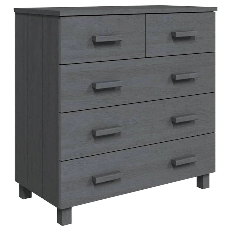 Bahut à 5 tiroirs blanc / gris clair / gris foncé / marron, armoire de rangement individuelle