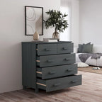 Bahut à 5 tiroirs blanc / gris clair / gris foncé / marron, armoire de rangement individuelle