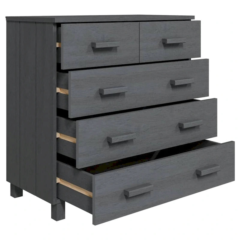 Bahut à 5 tiroirs blanc / gris clair / gris foncé / marron, armoire de rangement individuelle