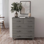 Bahut à 5 tiroirs blanc / gris clair / gris foncé / marron, armoire de rangement individuelle