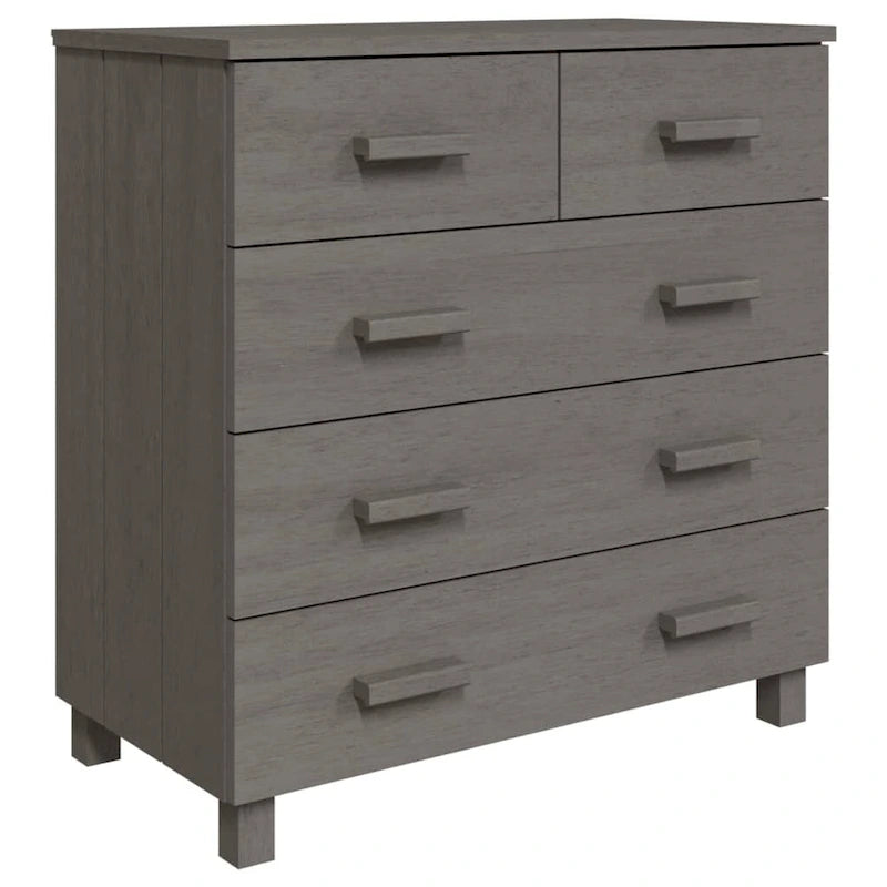 Bahut à 5 tiroirs blanc / gris clair / gris foncé / marron, armoire de rangement individuelle