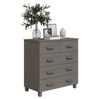 Bahut à 5 tiroirs blanc / gris clair / gris foncé / marron, armoire de rangement individuelle