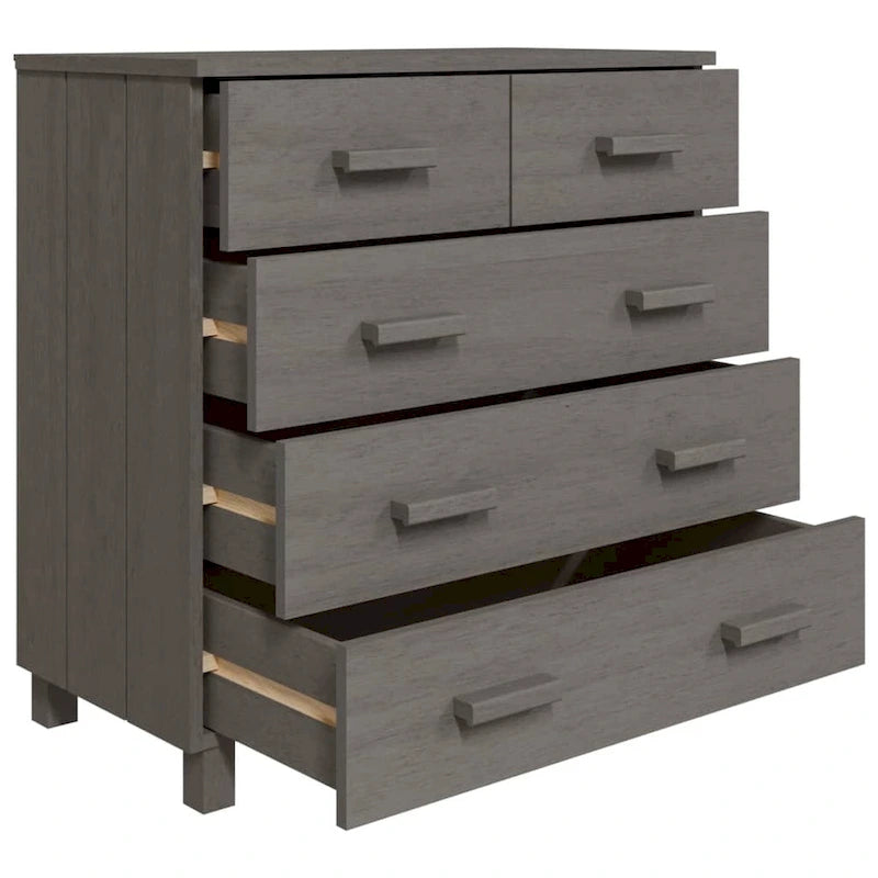 Bahut à 5 tiroirs blanc / gris clair / gris foncé / marron, armoire de rangement individuelle