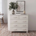 Bahut à 5 tiroirs blanc / gris clair / gris foncé / marron, armoire de rangement individuelle