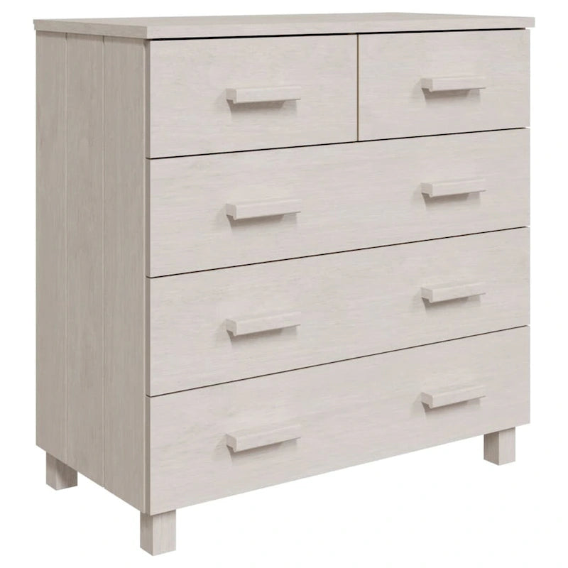 Bahut à 5 tiroirs blanc / gris clair / gris foncé / marron, armoire de rangement individuelle