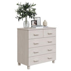 Bahut à 5 tiroirs blanc / gris clair / gris foncé / marron, armoire de rangement individuelle