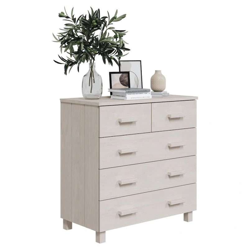 Bahut à 5 tiroirs blanc / gris clair / gris foncé / marron, armoire de rangement individuelle