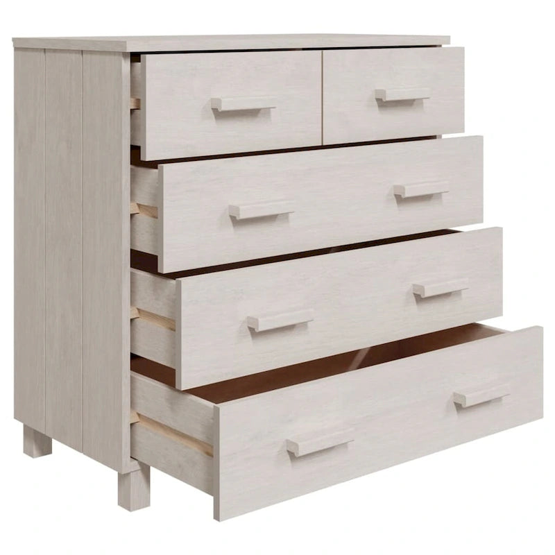 Bahut à 5 tiroirs blanc / gris clair / gris foncé / marron, armoire de rangement individuelle