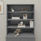 Dessus d'armoire en bois de pin gris foncé avec 3 étagères – 35,4"x11,8"x39,4"