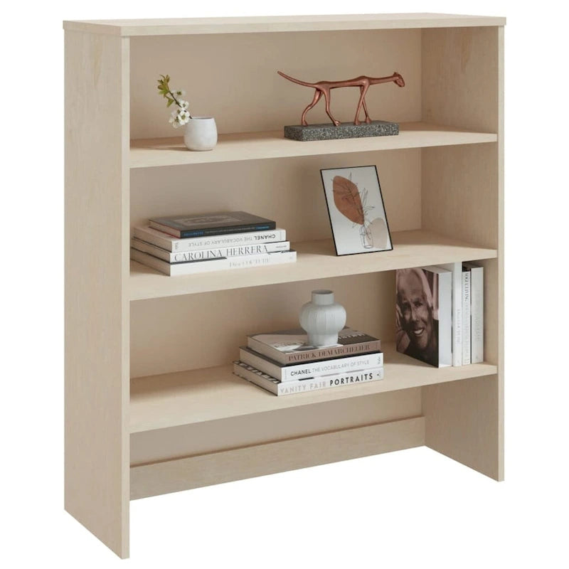 Dessus d'armoire en bois de pin gris foncé avec 3 étagères – 35,4"x11,8"x39,4"