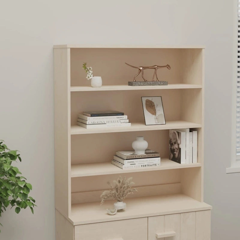 Dessus d'armoire en bois de pin gris foncé avec 3 étagères – 35,4"x11,8"x39,4"
