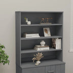 Dessus d'armoire en bois de pin gris foncé avec 3 étagères – 35,4"x11,8"x39,4"