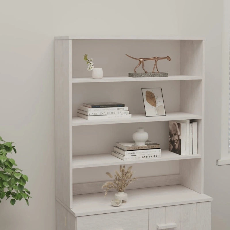 Dessus d'armoire en bois de pin gris foncé avec 3 étagères – 35,4"x11,8"x39,4"