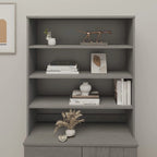 Dessus d'armoire en bois de pin gris foncé avec 3 étagères – 35,4"x11,8"x39,4"