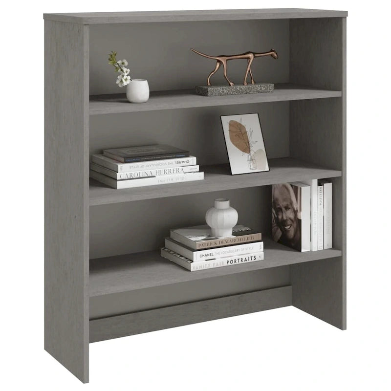 Dessus d'armoire en bois de pin gris foncé avec 3 étagères – 35,4"x11,8"x39,4"