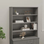 Dessus d'armoire en bois de pin gris foncé avec 3 étagères – 35,4"x11,8"x39,4"