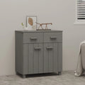 Buffet en pin massif gris clair/blanc avec 2 portes et 2 tiroirs, montage par 1 personne