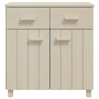 Buffet en pin massif gris clair/blanc avec 2 portes et 2 tiroirs, montage par 1 personne