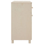Buffet en pin massif gris clair/blanc avec 2 portes et 2 tiroirs, montage par 1 personne