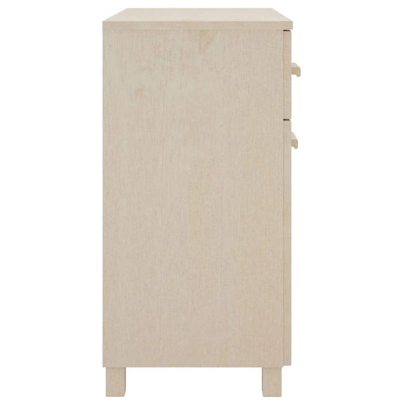 Buffet en pin massif gris clair/blanc avec 2 portes et 2 tiroirs, montage par 1 personne